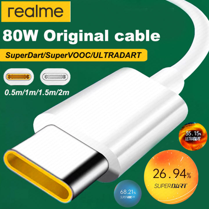 Realme Original Cable 80W 65W Usb Type C Super Dart Vooc