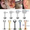 4Pcs 16G 6/8mm Rod Crystal Tragus Piercing Labret Lip Ring Nose Piercing Oreja Helix Ear Studs Conch Pircing Cartilage Earrings.