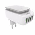 LDNIO A4405 LED Touch Lamp Universal 4 USB Ports 4.4A Auto ID Fast Charger Adapter with USB Data Cable For Smartphone White. 