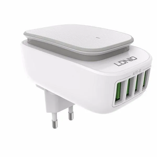 LDNIO%20A4405%20LED%20Touch%20Lamp%20Universal%204%20USB%20Ports%204.4A%20Auto%20ID%20Fast%20Charger%20Adapter%20with%20USB%20Data%20Cable%20For%20Smartphone%20White%20-%20Image%202