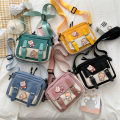 Crossbody Bag Female Cute Girl Canvas Bag Student Korean Version Shoulder Small Square Bag Multifunctional Woman Black Handbags.