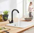 Stainless Steel Matte Black And Silver Kitchen Sink Mixer 360 Degree Rotation / kitchen Sink and Basin Water Tap. 