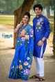 Eid collection Hand Printed Gorgeous Couple Set Half Silk Saree And Dhupiyan Cotton Panjabi - Comfortable and Suitable for All Occasions. 