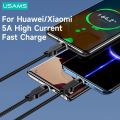 USAMS Lithe PD 100W 5A Type C Fast Charge Indicator Cable USB C Data Cable For iPad Switch Huawei Xiaomi Samsung Tablet Laptop. 