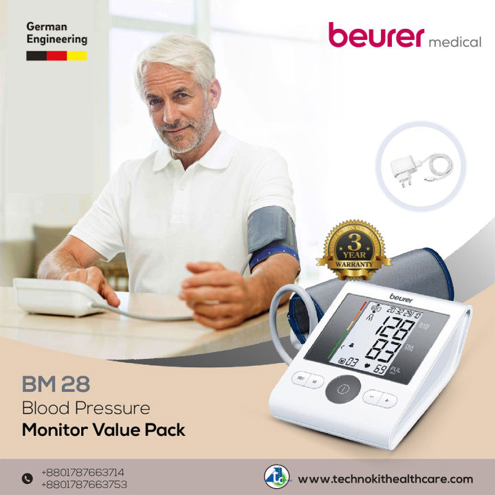 Beurer BM 28 upper arm blood pressure monitor Value Pack The universal cuff.