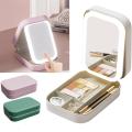 Fashionable Makeup Bag with LED Light Mirror Spacious LED Lighted Mirror-equipped Mirror Cosmetic Case Compact Makeup Bag for. 
