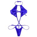 Womens One-piece Bikini Swimwear Mini Micro Swimsuit Shiny Metallic Halter Trikini Thong Teddy Bodysuit One Piece. 