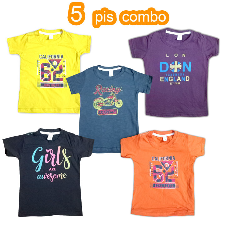 5 Pieces printed Boy t-shirt By Any Color