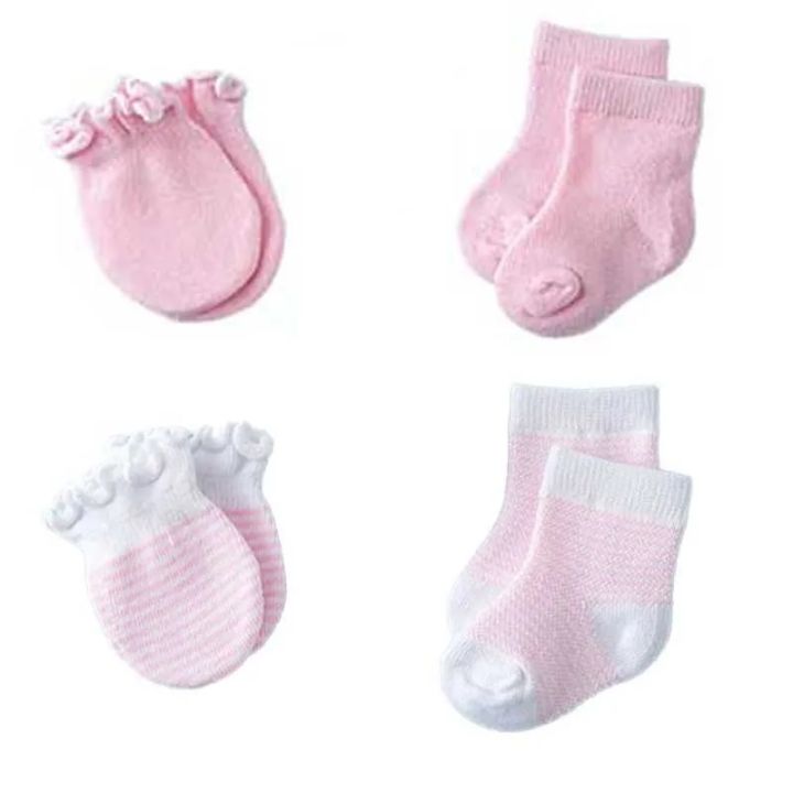 Newborn%20Anti%20Scratch%20Cotton%20Soft%20Baby%20Socks%20Gloves%20Sets%20Solid%20Color%20Boys%20Girls%20Mittens%20Suits%20-%20Image%204