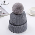 Plush Ball Children Pullover Cap Soild Baby Knit Hat Autumn Winter Warm Ear Protection Headgear Kids Skullies Beanie Caps 0-3Y.