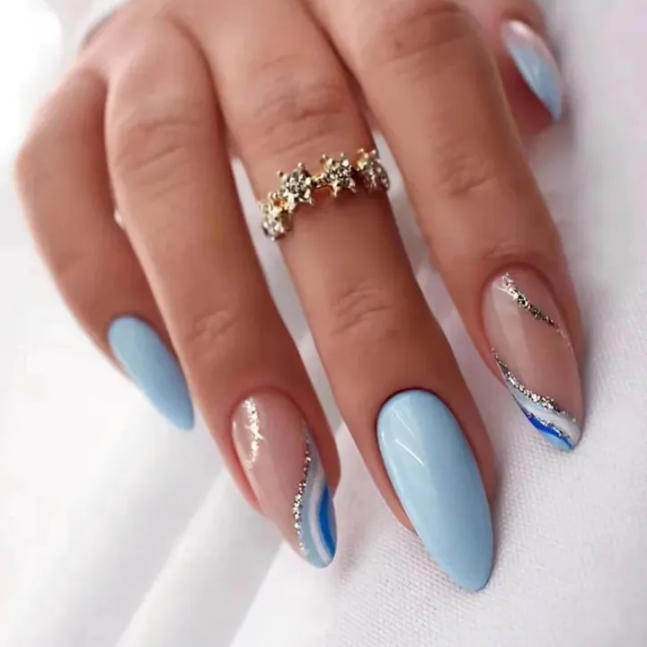 24Pcs%20Artificial%20False%20Nails%20with%20Almond%20Design%20Black%20Diagonal%20Line%20French%20Nails%20Stiletto%20Wearable%20Nail%20Art%20Tips%20Press%20On%20-%20Image%202