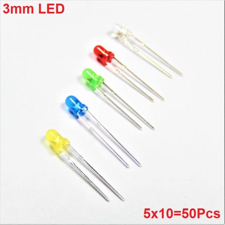 50Pcs%203mm%20LED%20Mixed%20Color%20Red%20Green%20Yellow%20Blue%20White%20-%20Image%202