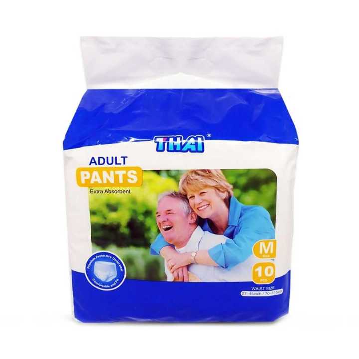 Thai Adult Diaper Pants Size-M 10PCS (70-115CM) (27-45 Inches)