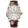 Fopul Mall High-End Business Quartz Watch with Calendar for Men - Luxurious Leather Wristwatch.