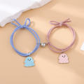 Candy Color Lovers Bracelets 2PCS/set Rope Chains Heart Charm Bracelets love magnet Ghost Charm Bangles for Anniversary Gifts Relationship Jewelry Casual Wear Valentine's Day Friends Accessory.