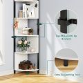 Industrial Corner Floor Shelf Bedroom Tall Corner Bookshelf,Coat Rack Corner Stand Storage Display Rack for Living Room,Corner Bookcases Metal Corner Shelves Unit Wood Shelf(Gold). 