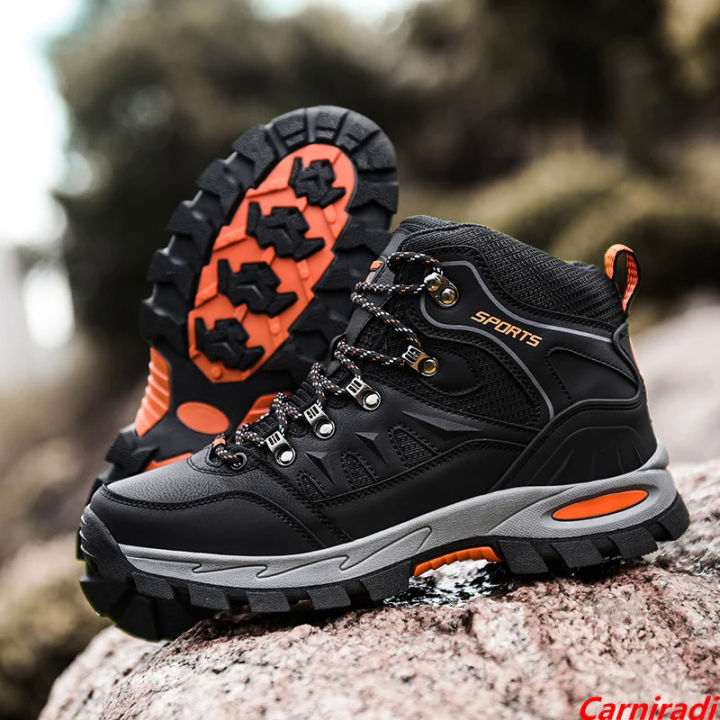 【selevn roind】 Unisex High-top Leather Autumn Hiking Shoes Women Outdoor High Quality Trekking Casual Sneakers Men Non-slip Sport Walking Boots