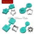 4 Style Flower Petal Veiner Silicone Molds With Stainless Steel Cutter Mold Set Fondant DIY Handmade Mould Cake Decorating Tool. 