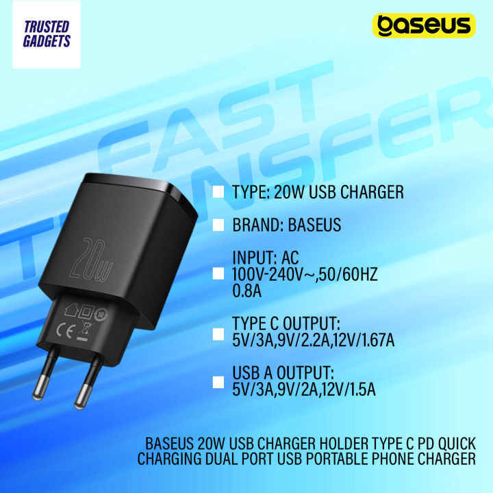 Baseus%2020w%20Usb%20Charger%20Holder%20Type%20C%20Pd%20Quick%20Charging%20Dual%20Port%20Usb%20Portable%20Phone%20Charger%20-%20Image%203