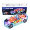 Transparent Gear Concept Racing Car Multicolored Mechanical Kids Toy with Music Light.