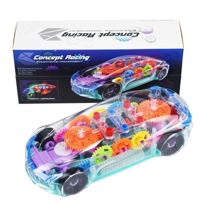 Transparent Gear Concept Racing Car Multicolored Mechanical Kids Toy with Music Light