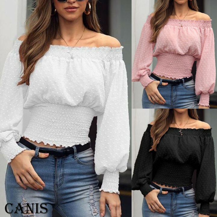Hot%20Off%20Shoulder%20Autumn%20Chiffon%20Shirts%20Top%20Lady%20Women%20Long%20Sleeve%20Shirt%20Slim%20Casual%20Solid%20White%20Blouses%20-%20Image%204