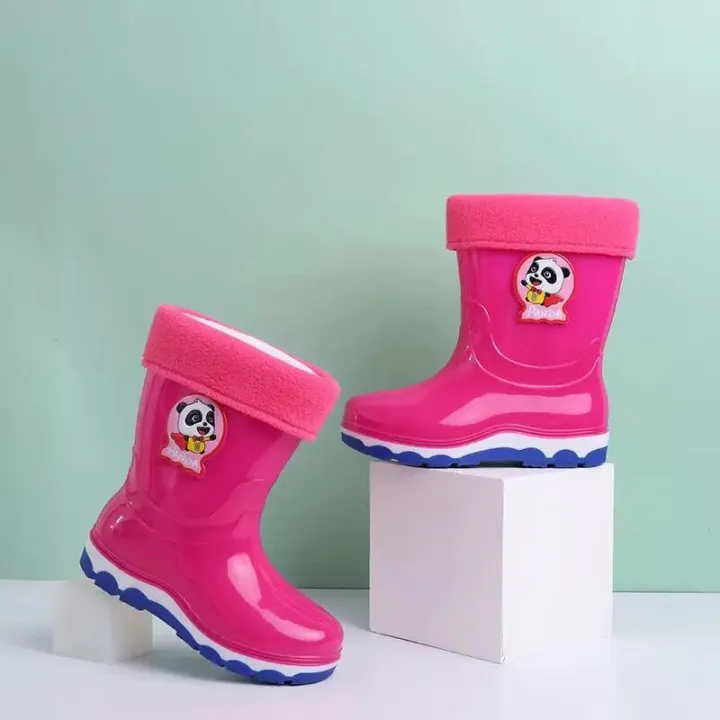 Children's%20High%20Top%20Rain%20Boots%20Boys%20And%20Girls%20Soft%20Bottom%20Non%20Slip%20Waterproof%20Were%20Resistant%20Plush%20Warm%20Candycolor%20Rain%20Boots%20-%20Image%202