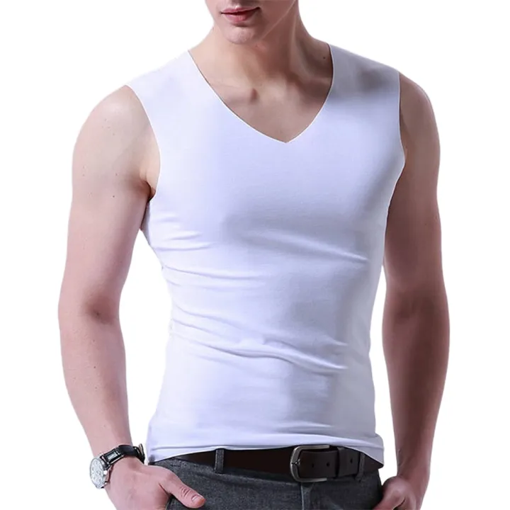 Men's%20Summer%20Seamless%20Elasticity%20TaTop%20Comfortable%20Vest%20Undershirt%20Sleeveless%20V%20Neck%20Soft%20Solid%20Vest%20New%20Fashion%20Casual%20Tops%20-%20Image%204