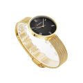 CURREN 9020 Golden Mesh Stainless Steel Analog Watch For Women - Black & Golden. 