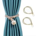 Showkanbay 1pcs Curtain Rope Tiebacks Curtain Tiebacks with Pearls Decorative -Curtain Tiebacks for Drapes Home Office Artistic Decorcurtain (Beige).