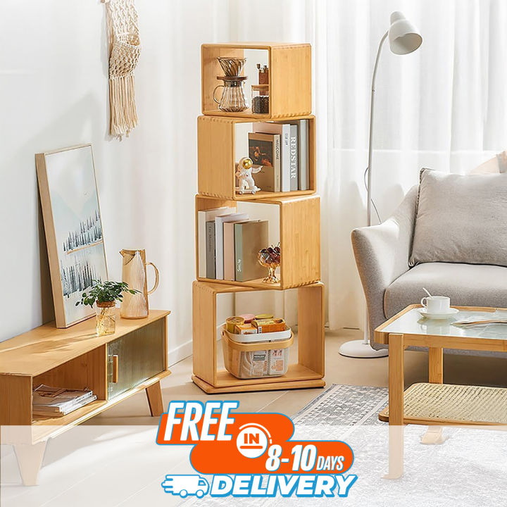IRYZE Modern Open Bookshelf Stackable Bookshelf Standing Bookcase for Home Office Floor Standing Book Shelf Multifunctional Display Stand 54/18