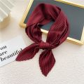 2022 Pleated Satin Scarf for Women Neckerchief Ribbon Square Skinny Hair Tie Band Kerchief Satin Foulard Scarves Headscarf. 