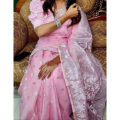 Jamdani Saree For Women - Half Silk Jamdani Saree Price in Bangladesh - Pink Color. 
