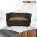 Chesterfield Two Seater Wooden Velvet Sofa. 