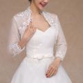 2022 New Women 3/4 Sleeve Wedding Jacket Cape Floral Lace Trim Wrap Shrug Bolero Cardigan. 