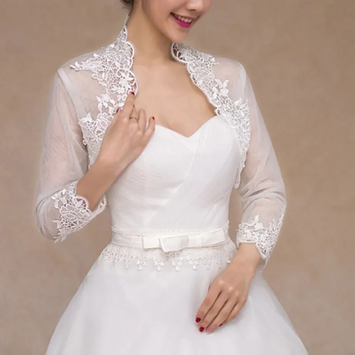 2022%20New%20Women%203/4%20Sleeve%20Wedding%20Jacket%20Cape%20Floral%20Lace%20Trim%20Wrap%20Shrug%20Bolero%20Cardigan%20-%20Image%207