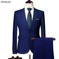 Suits For Men Blazers 2 Set Wedding Elegant 3 Pieces Luxury Business Jackets Vest Pants Formal Full Coats 2023.