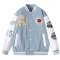 Mens Spring Fall Varsity Jackets Embroidery Korean Fashion Loose Baseball Uniform Couple Blue Retro Leather Sleeve Bomber Coats.