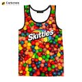 SKITTLES Funny Summer Men Tank Tops Sleeveless Shirts Snacks Digital Printing Harajuku Beach Tees Streetwear Oversized Tops. 