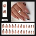 24Pcs/Box Almond Round False Nails Detachable Stiletto Nails Full Cover French Ballerina Women Girls Nail Tips Press Nails. 