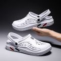 Cross-border couple beach shoes men's hole shoes one line sandals light and soft foreign trade king size 47-48-49 sandals.