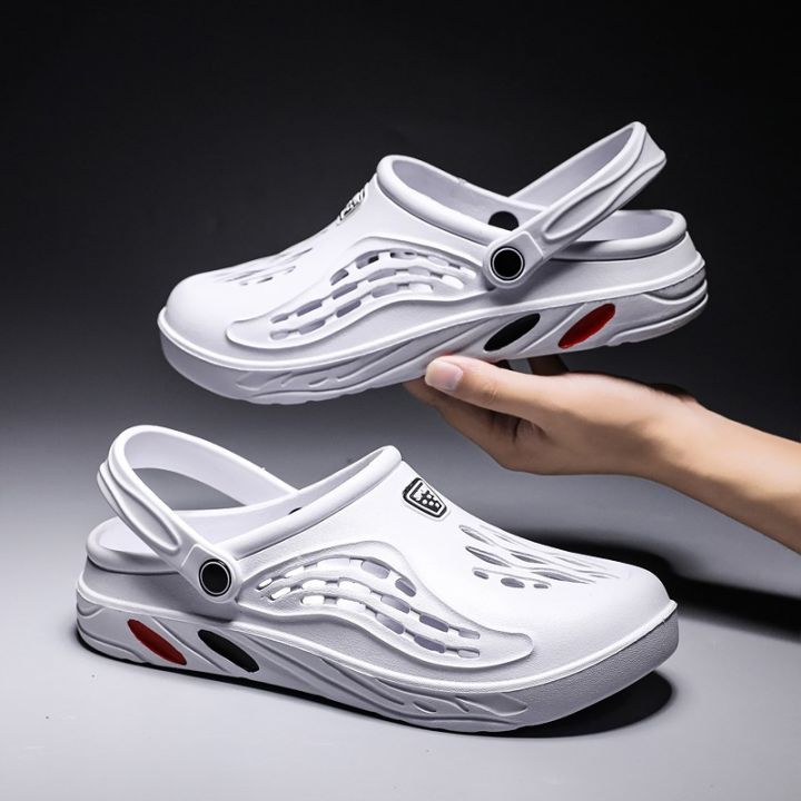 Cross-border couple beach shoes men's hole shoes one line sandals light and soft foreign trade king size 47-48-49 sandals