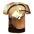 Summer new badminton 3D printing mens T-shirt outdoor sports Street short-sleeved fashion o-neck oversized quick-drying top 6XL.