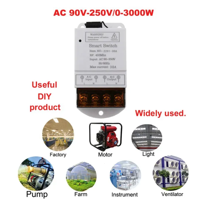 433MHZ%20Wireless%20Remote%20Switch%20AC%20110V/120V/220V/%2030A%201CH%20Relay%20RF%20Remote%20Control%20Light%20Switches%20for%20Pump%20Security%20System%20-%20Image%204