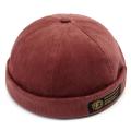 Mens Corduroy Adjustable Solid French Brimless Hat Retro Skullcap Sailor Cap.