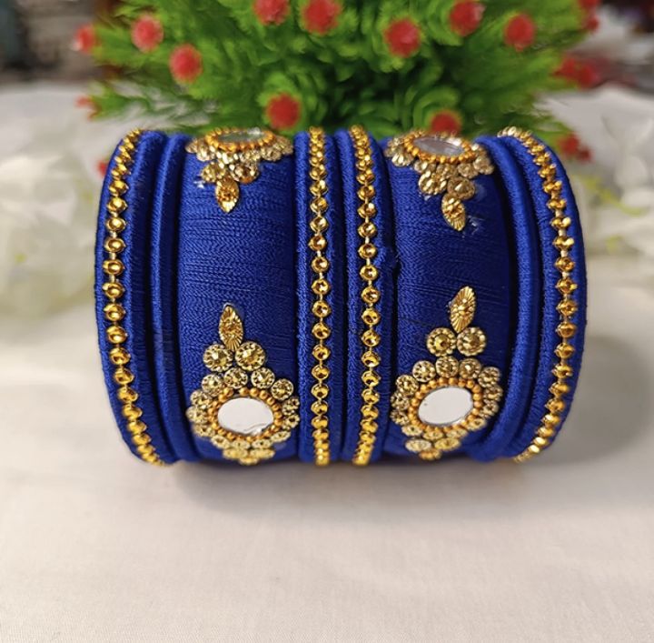 Reshmi Bangles Silk Thread with Mirror Sutar Churi For Girls and Women