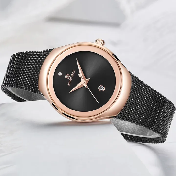 NAVIFORCE%20NF5004%20Black%20Mesh%20Stainless%20Steel%20Analog%20Watch%20For%20Women%20-%20RoseGold%20&%20Black%20-%20Image%205
