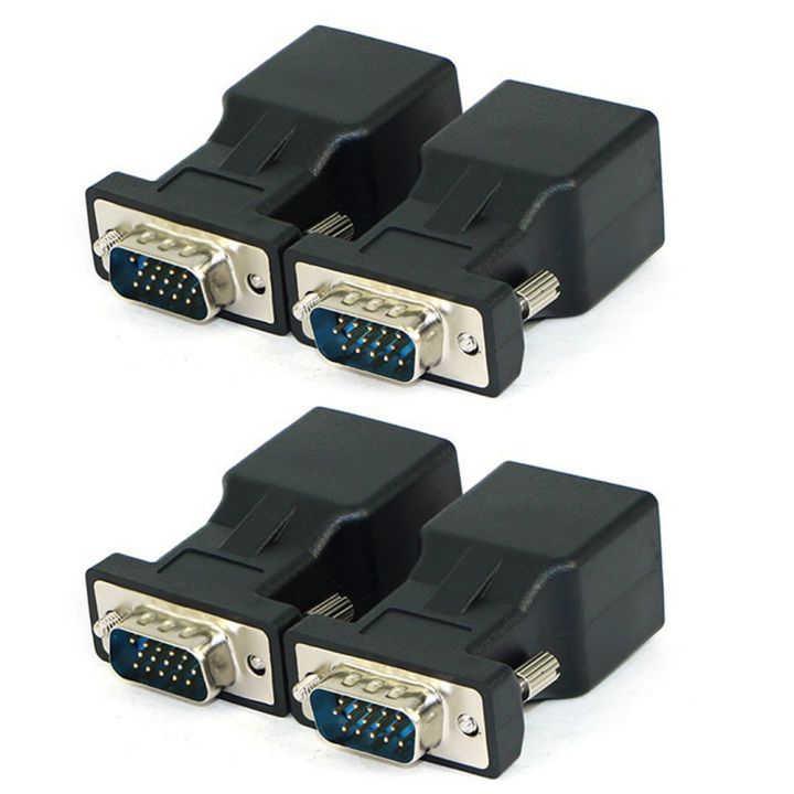 TWEXQNY 4 Pack VGA Extender Male to RJ45 CAT5 CAT6 20M Network Cable Adapter COM Port to LAN Ethernet Port Converter