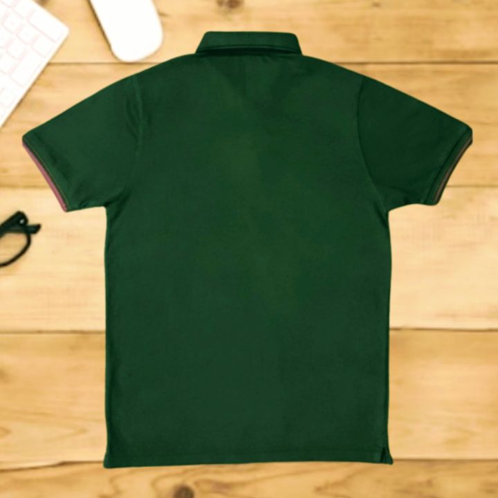 GENT'S%20PURE%20COTTON%20DEEP%20GREEN,%20HALF-SLEEVE%20PIQUE%20POLO%20SHIRT.%20-%20Image%203