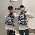 Schoolbag Men's Trendy Korean Style Printed Graffiti High School Student Large Capacity Domineering Backpack Junior High School Student College Female Backpack.